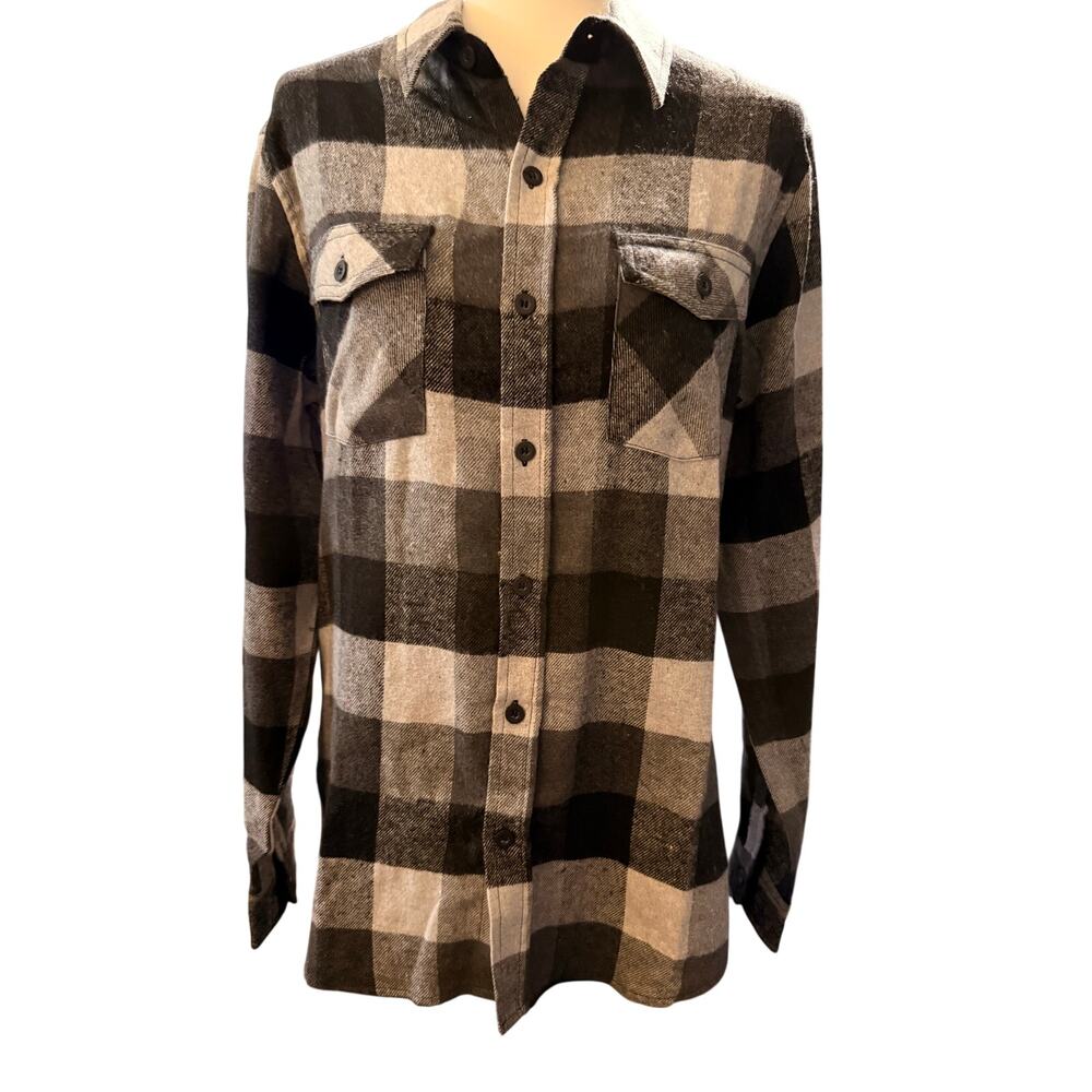 Five Four Los Angeles Gray & Black Longline Buffalo Plaid Flannel, Men's Small